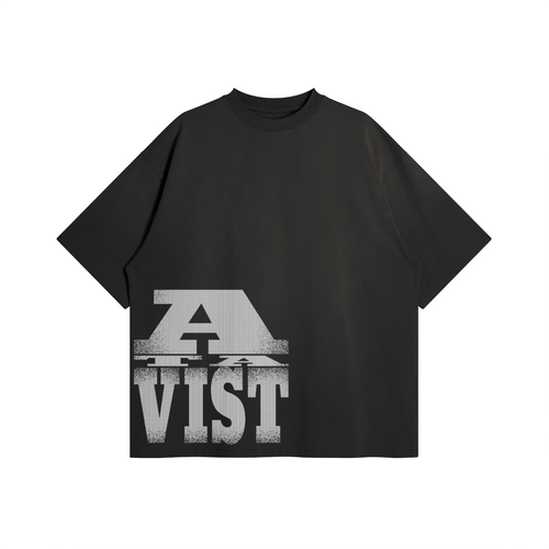 ATAVIST Essential Oversized Tee Black — Vorderseite mit Gradient-Print