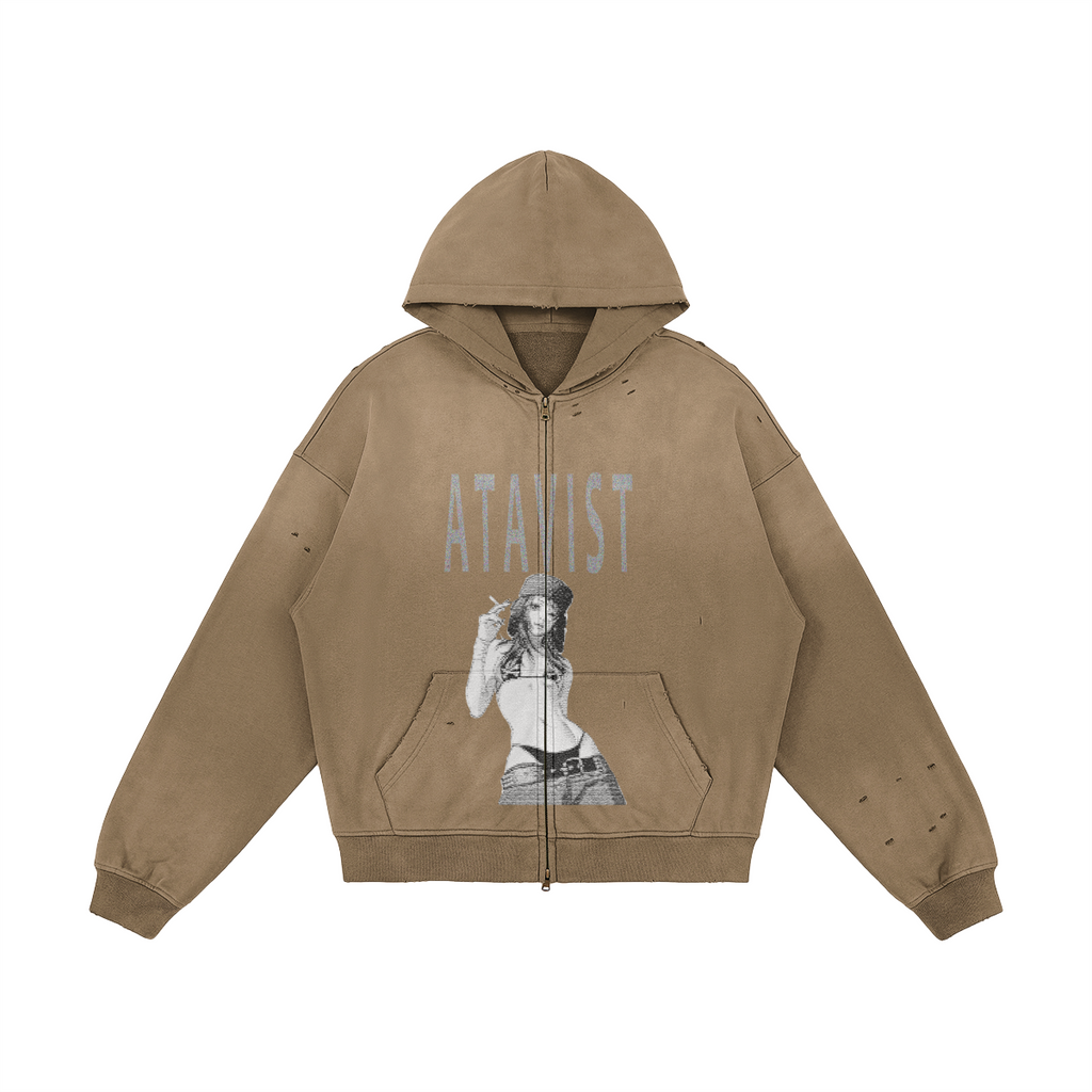 ATAVIST #002 Full-Zip Hoodie Dark Grey — Vorderseite