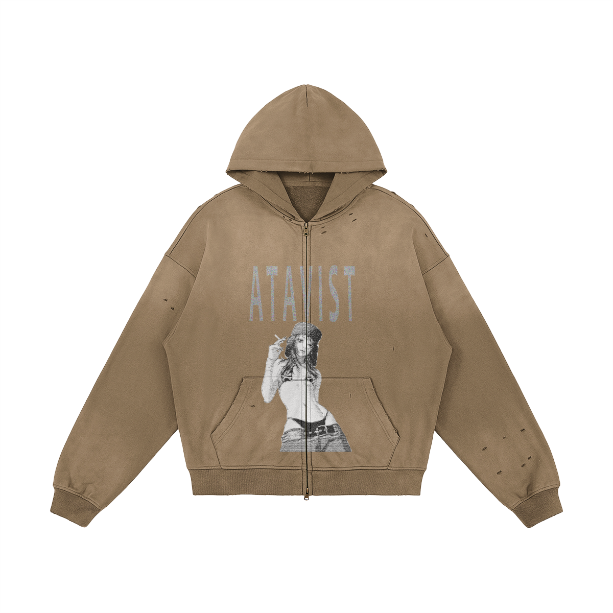 ATAVIST #002 Full-Zip Hoodie Dark Grey — Vorderseite