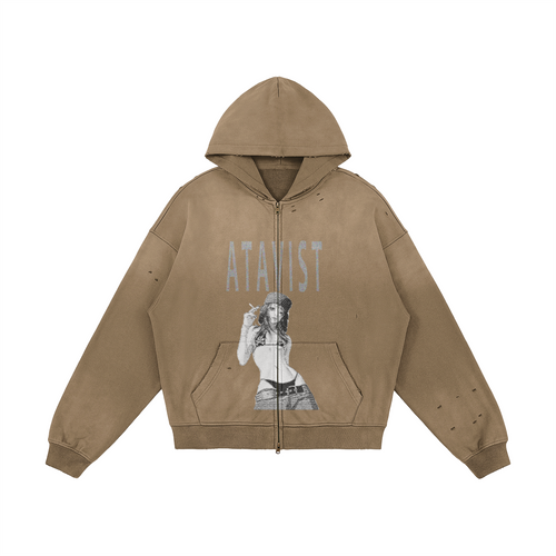 ATAVIST #002 Full-Zip Hoodie Dark Grey — Vorderseite