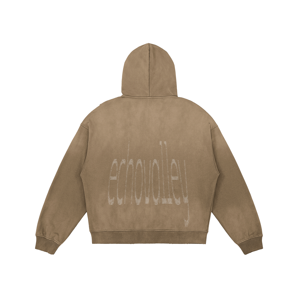 ATAVIST #002 Full-Zip Hoodie Dark Grey — Backprint Detail