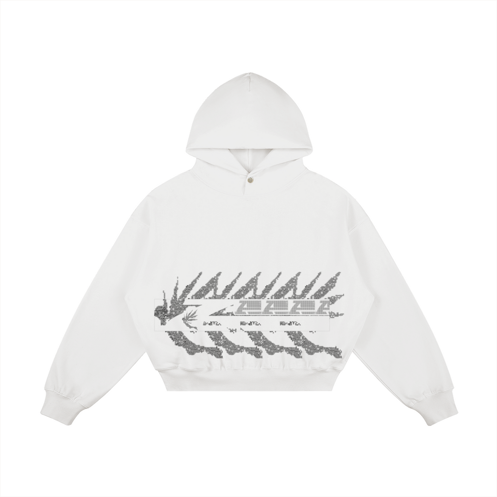 ATAVIST #003 Snap-Collar Hoodie Faded Black — Vorderseite