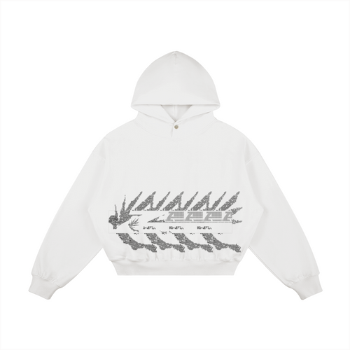 ATAVIST #003 Snap-Collar Hoodie Faded Black — Vorderseite
